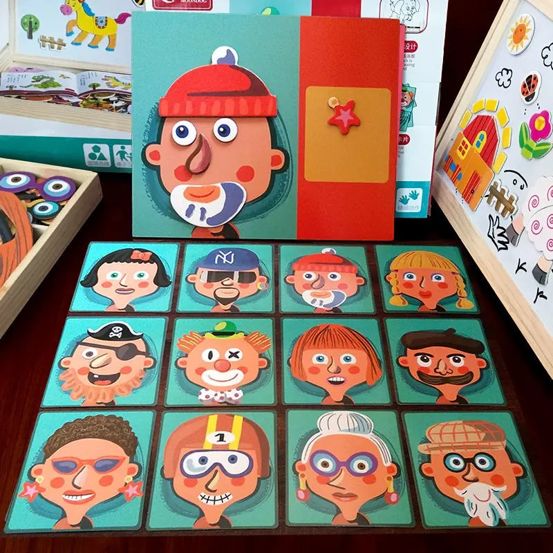 Magnetic Book Role Transformation Puzzle and Doodle Board Combo