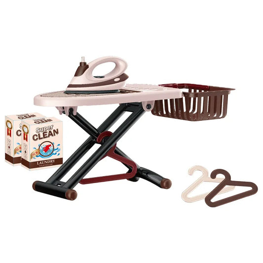 8pcs Laundry PlaySet: Mini Electric Iron and Ironing Board for kids