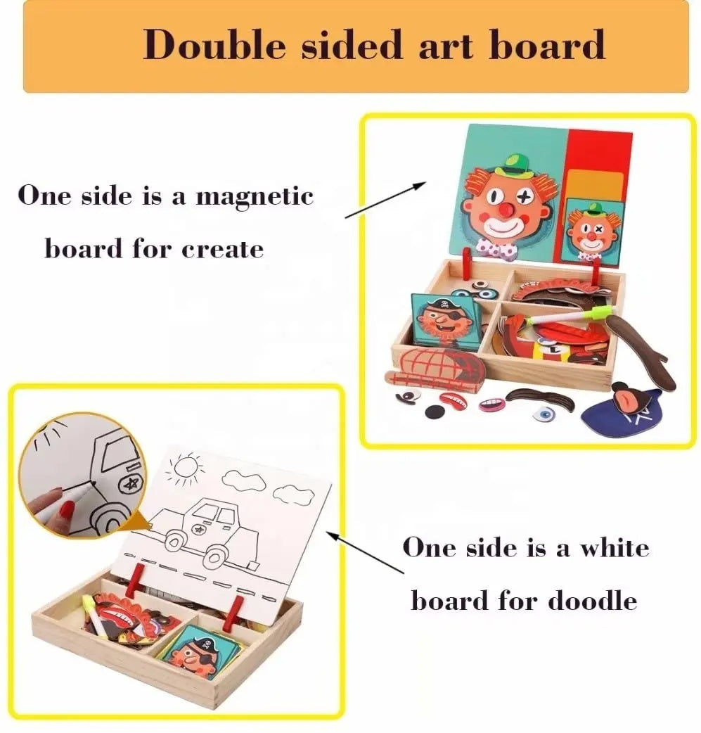 Magnetic Book Role Transformation Puzzle and Doodle Board Combo
