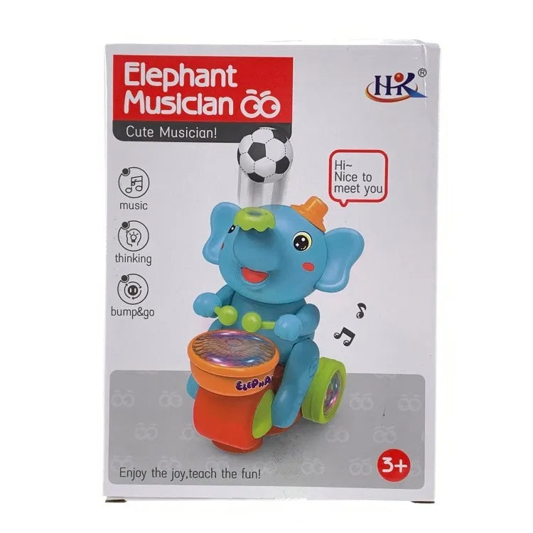 Cute Elephant Musician: Interactive Toddler Toy with Lights and Sounds
