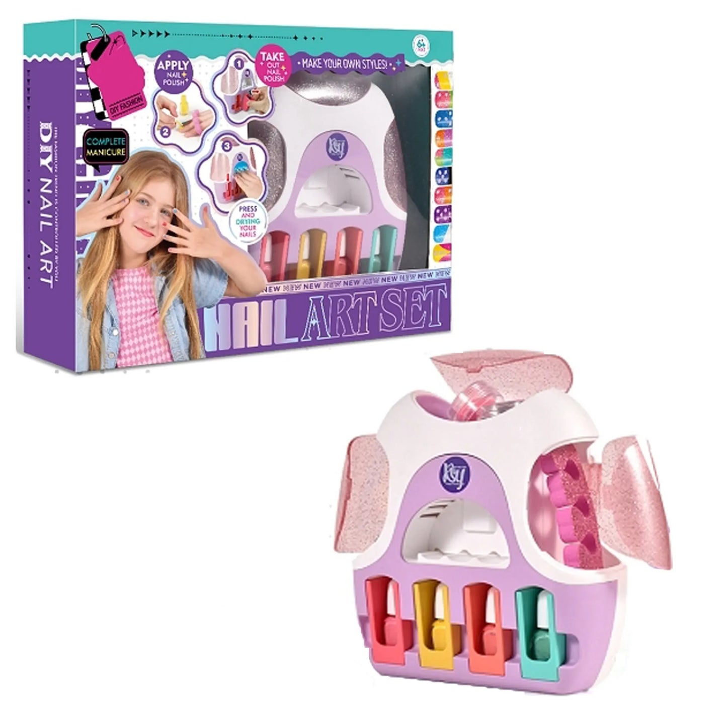 Deluxe Nail Art Studio Set by K&Y - DIY Fashion Nail Design Kit for Kids