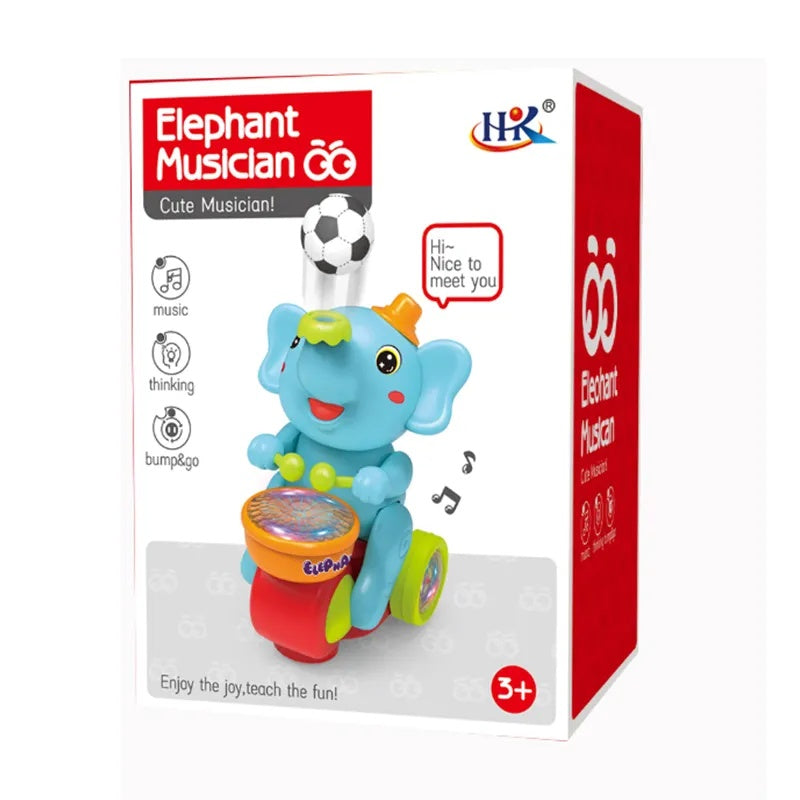 Cute Elephant Musician: Interactive Toddler Toy with Lights and Sounds