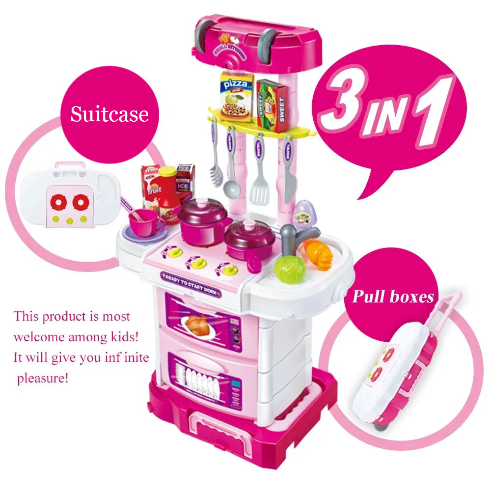 Little Chef Deluxe Toy Kitchen Set - 43 Piece Interactive Playset