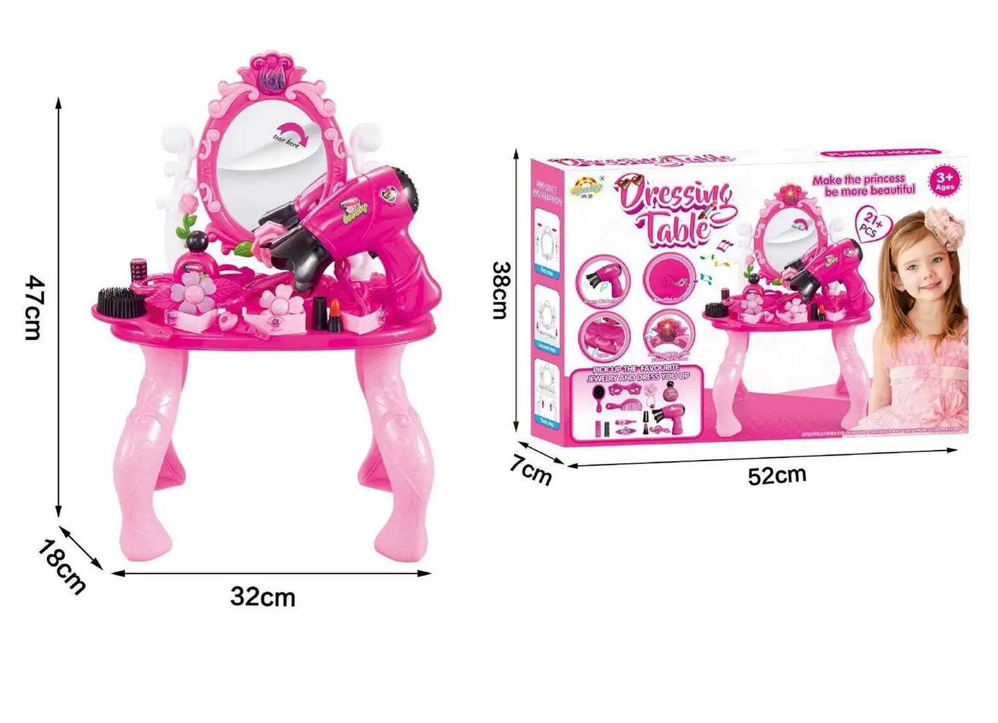 21+ pcs Delightful Princess Dressing Table Playset
