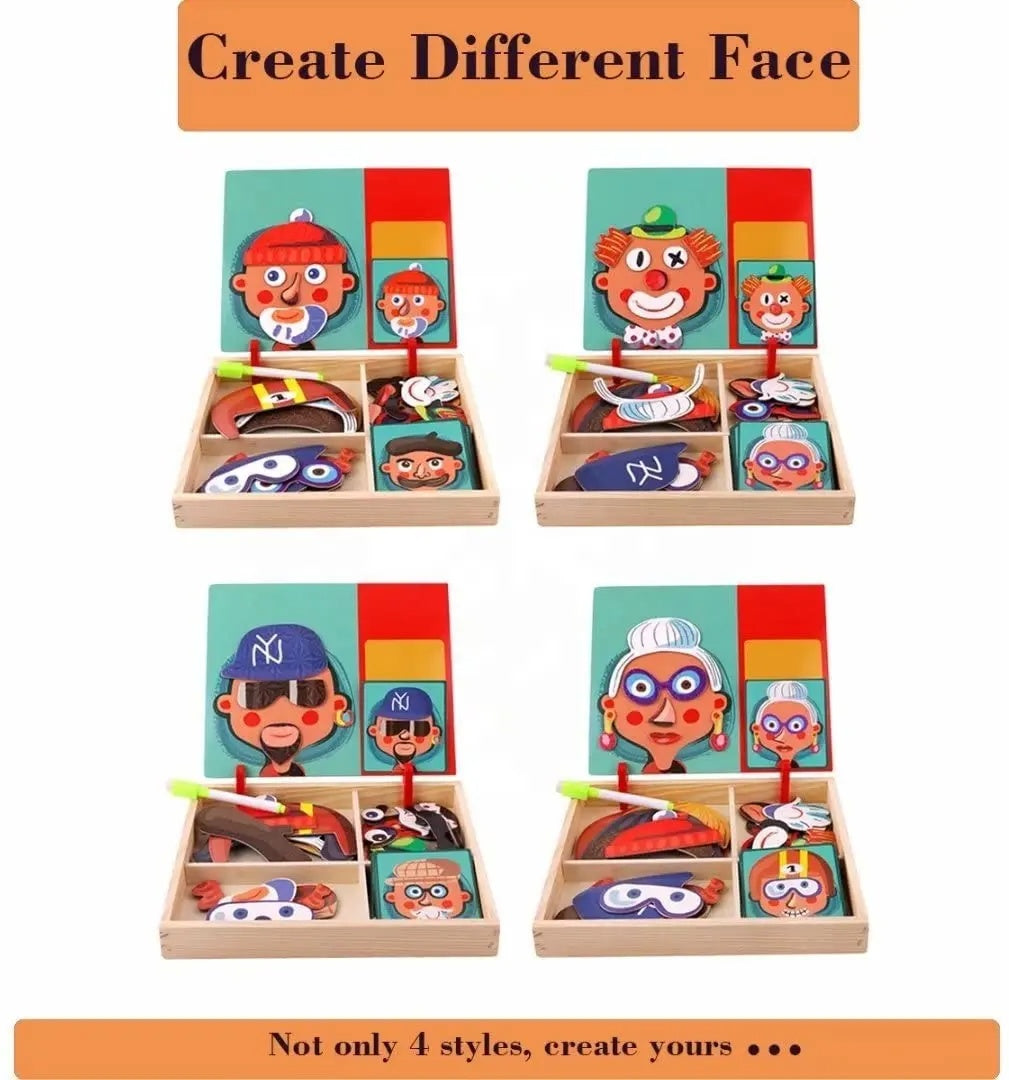 Magnetic Book Role Transformation Puzzle and Doodle Board Combo