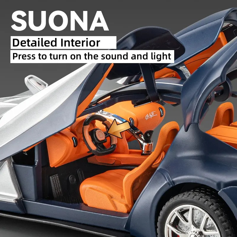 Buggati Replica Die-Cast Vehicle Model - Interactive Features with Sound and Light