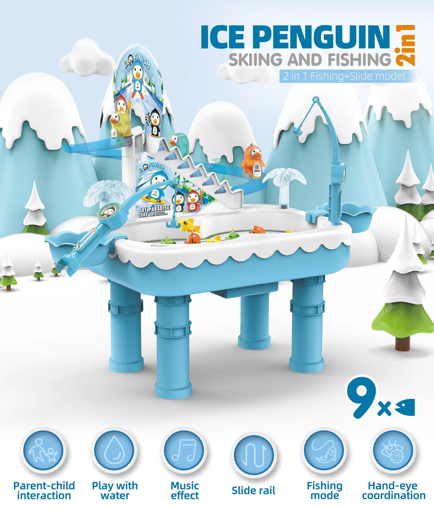Ice Penguin Skiing and Fishing Adventure Set