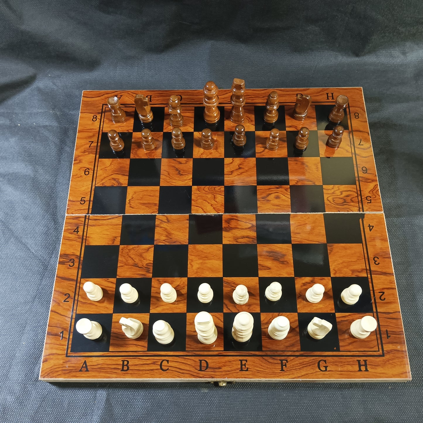3-in-1 Wooden Chess / Checkers / Backgammon Set, foldable board