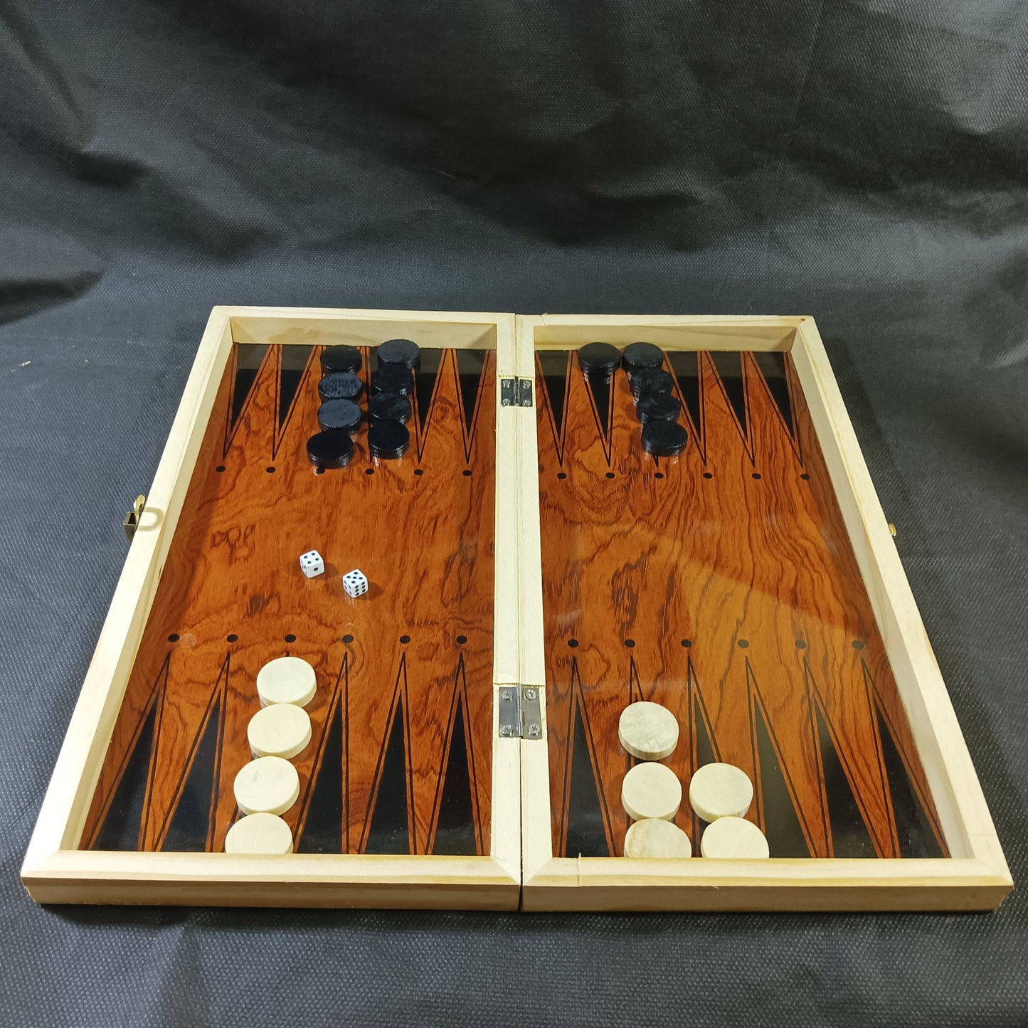 3-in-1 Wooden Chess / Checkers / Backgammon Set, foldable board