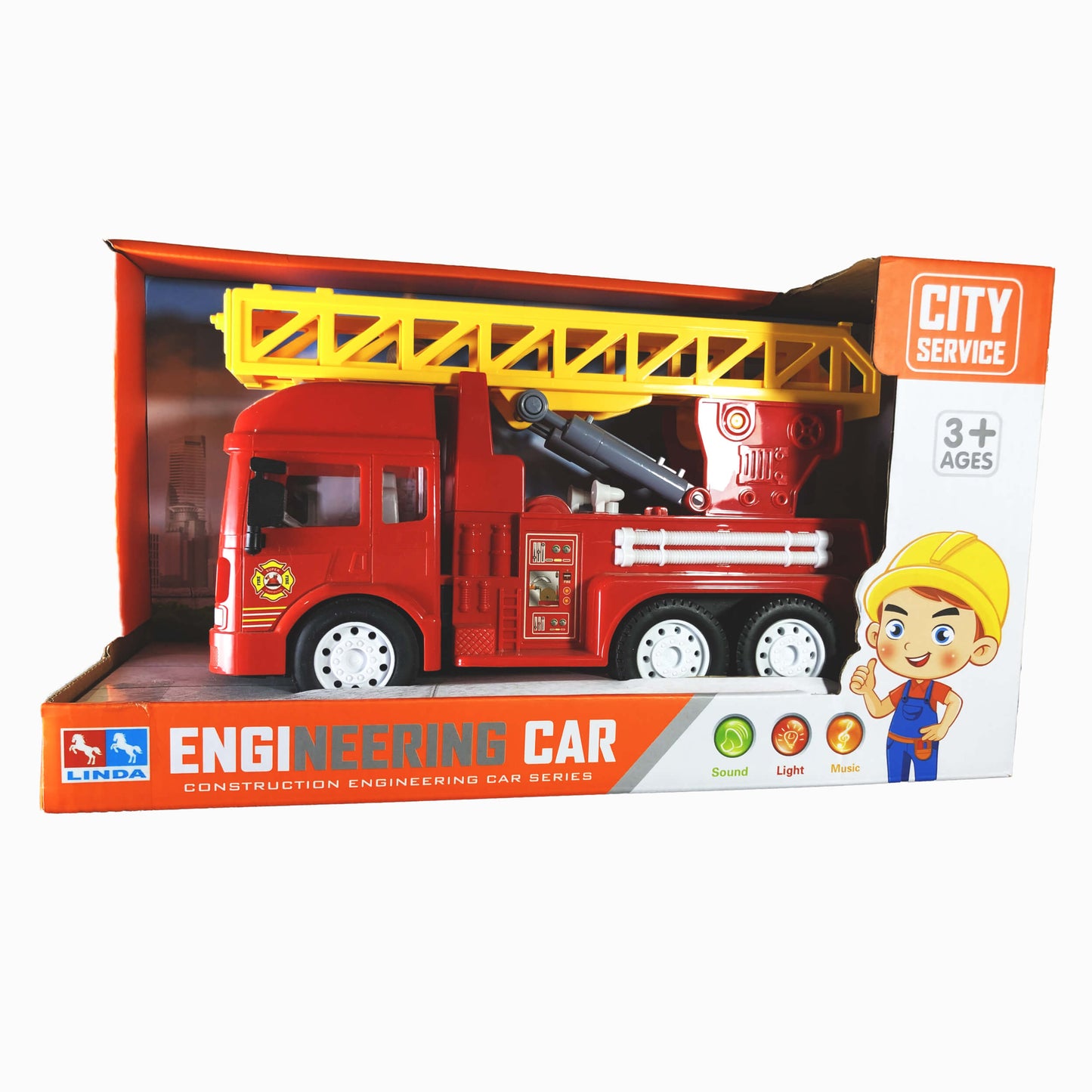 City Service Fire Rescue Truck - Inertia-Powered Toy