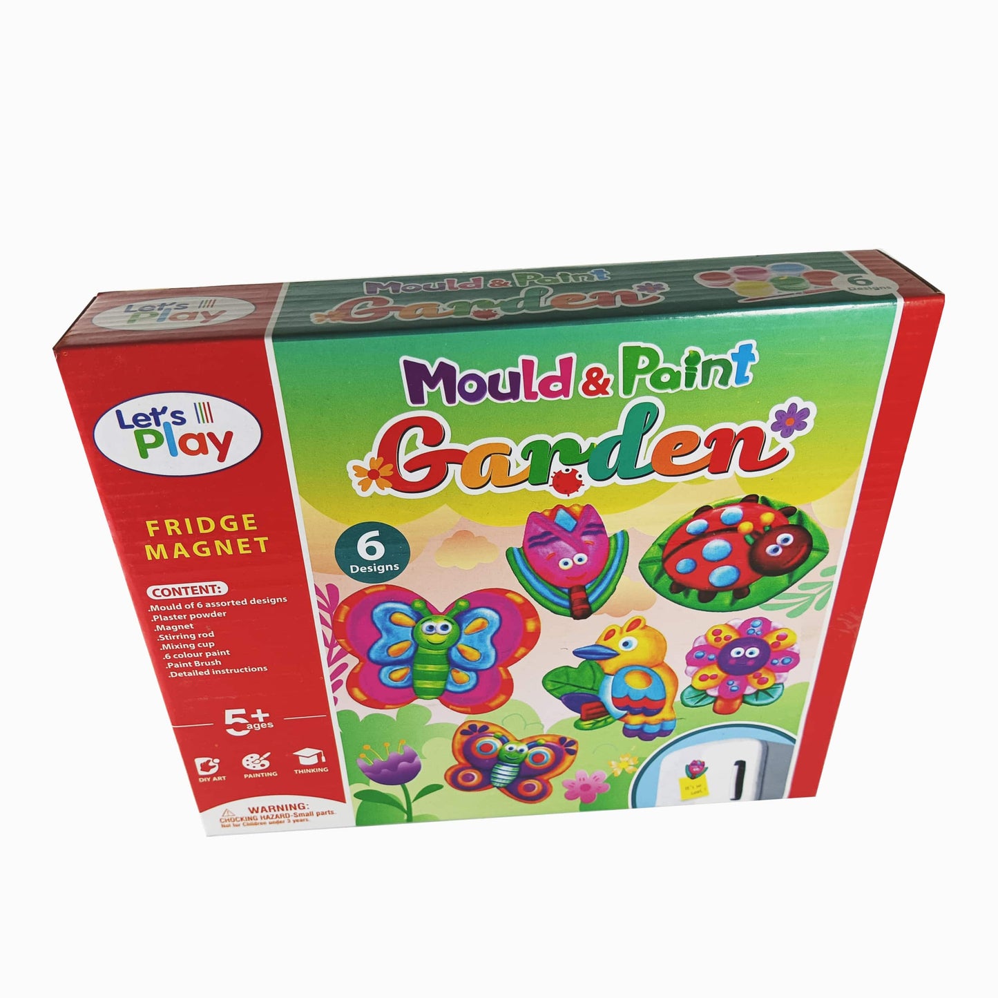 Let's Play Mould & Paint Garden - DIY Fridge Magnet Craft Kit for Kids