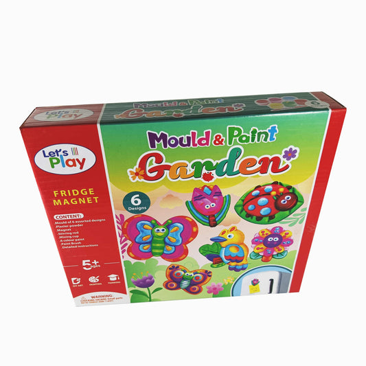 Let's Play Mould & Paint Garden - DIY Fridge Magnet Craft Kit for Kids