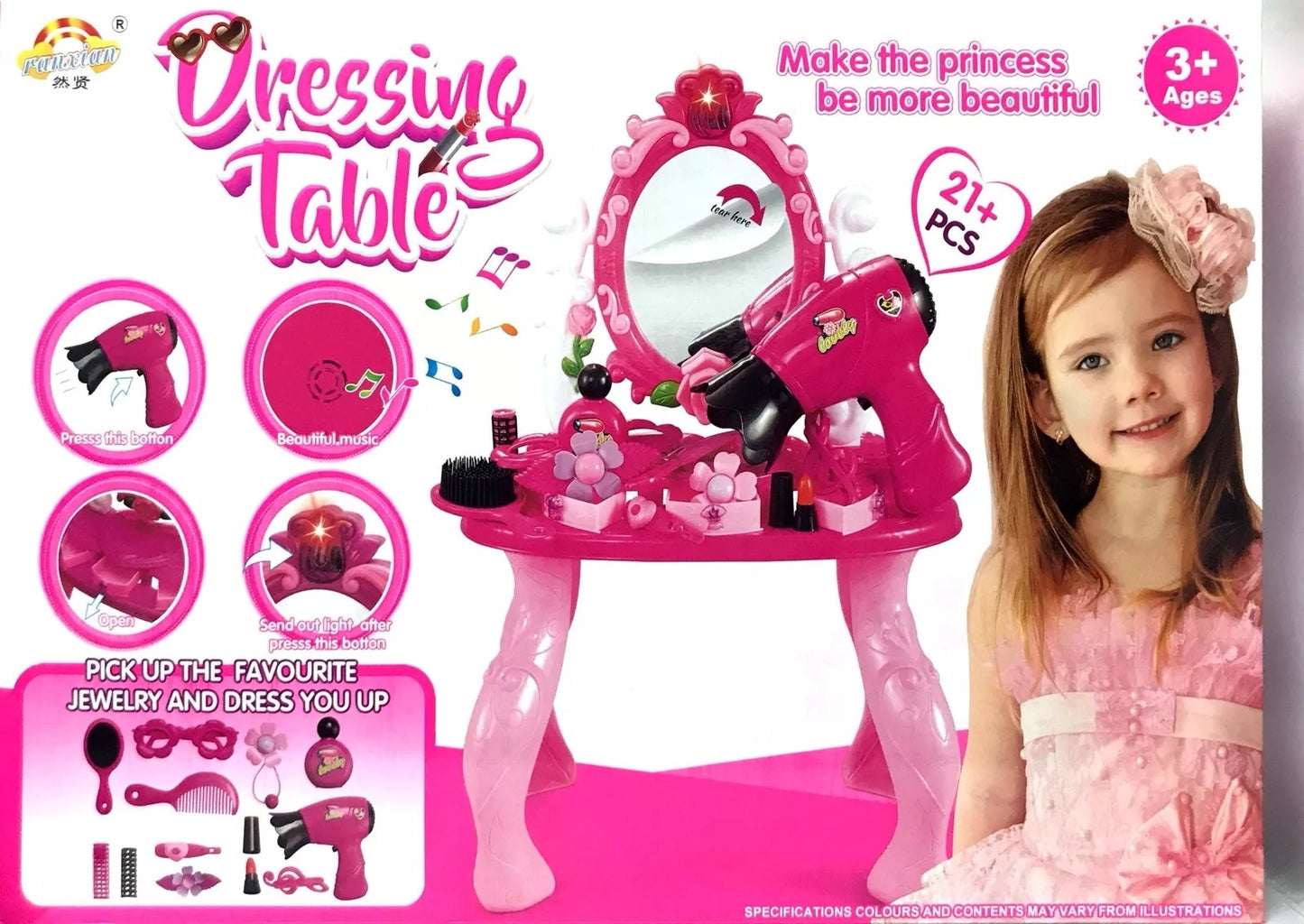 21+ pcs Delightful Princess Dressing Table Playset