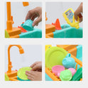 18pcs Interactive Kitchen Sink Playset, Electric circulation pumping